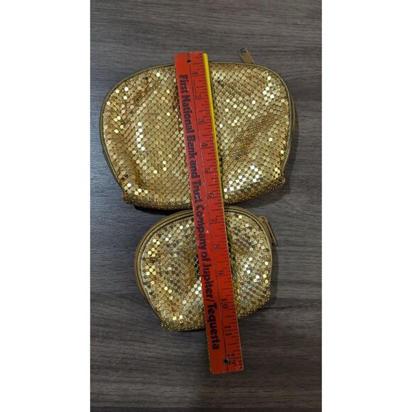 PURSES Golden Mesh Zipper Clutch Cosmetic Change Pocket Lined PARTY! set of 2 - Picture 6 of 7